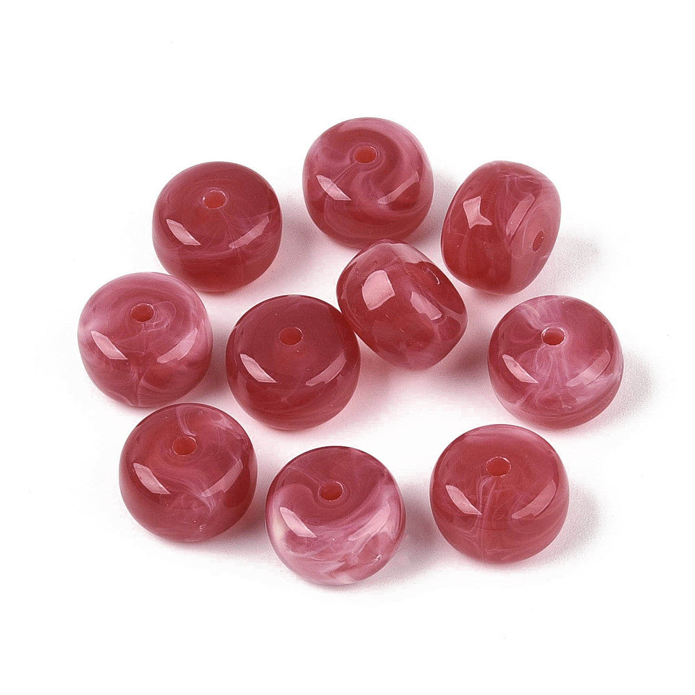 Acryl Kraal Edelsteen Look Rondel Donkerroze 14x9mm - per stuk-Kralen-Kraaltjes van Renate
