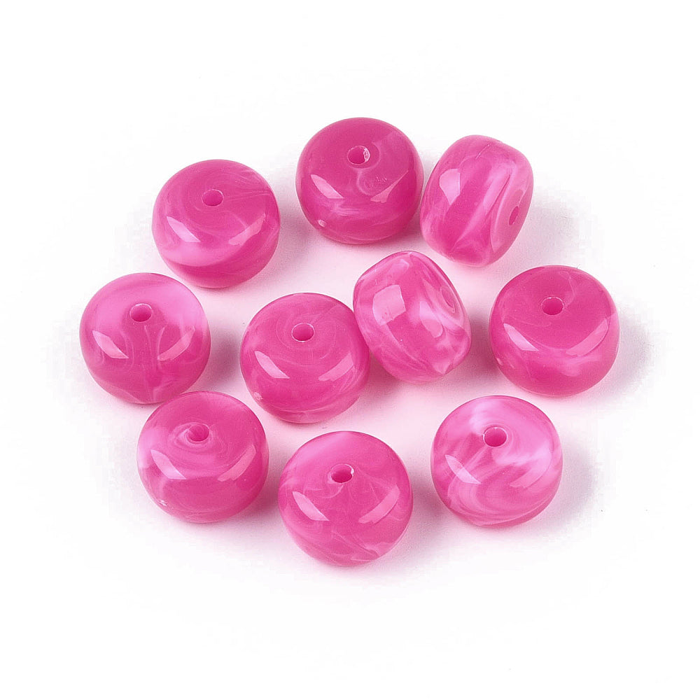Acryl Kraal Edelsteen Look Rondel Fuchsia 14x9mm - per stuk-Kralen-Kraaltjes van Renate