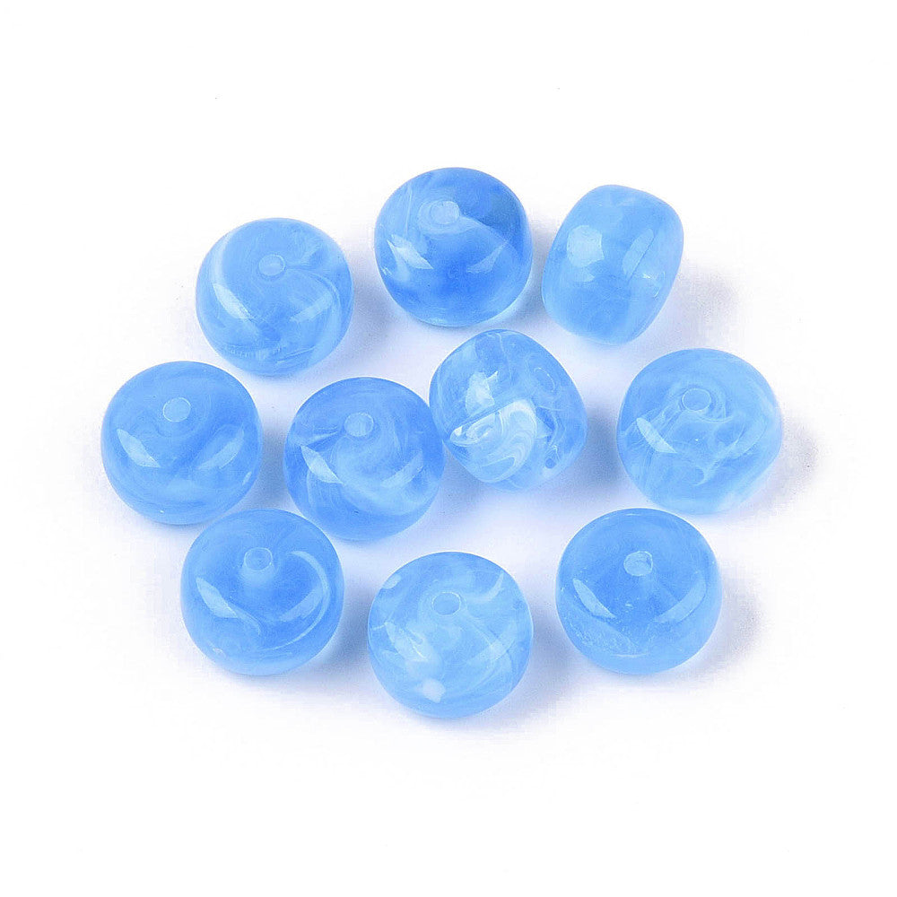 Acryl Kraal Edelsteen Look Rondel Helderblauw 14x9mm - per stuk-Kralen-Kraaltjes van Renate