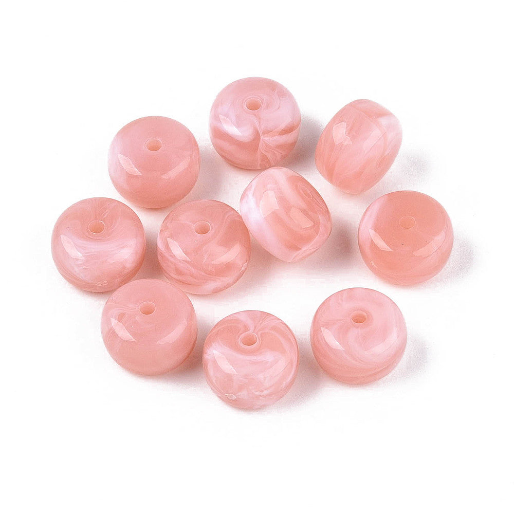Acryl Kraal Edelsteen Look Rondel Koraalroze 14x9mm - per stuk-Kralen-Kraaltjes van Renate