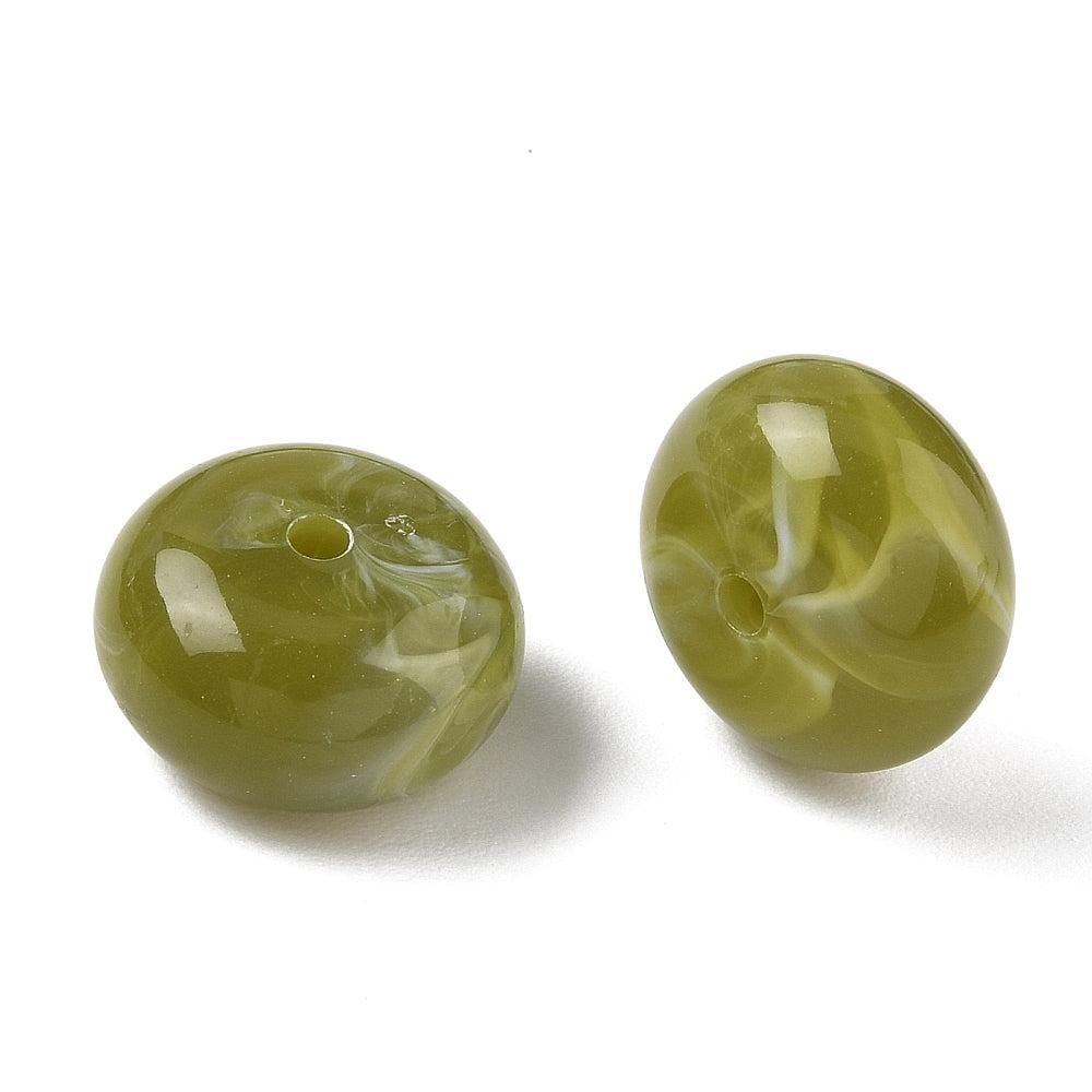 Acryl Kraal Edelsteen Look Rondel Legergroen 20x11mm - per stuk-Kralen-Kraaltjes van Renate