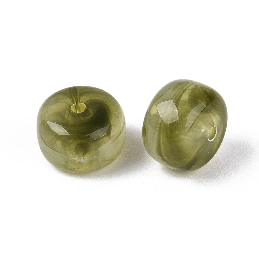 Acryl Kraal Edelsteen Look Rondel Olijfgroen 14x9mm - per stuk-Kralen-Kraaltjes van Renate