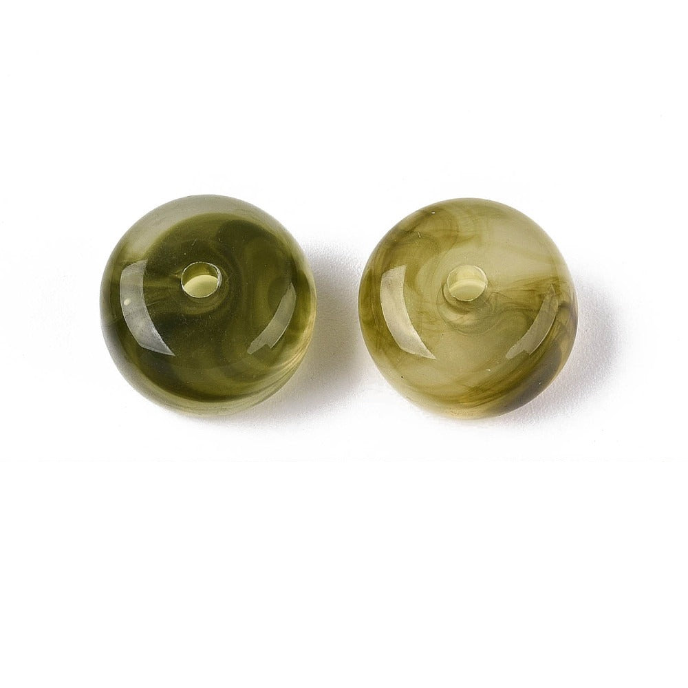 Acryl Kraal Edelsteen Look Rondel Olijfgroen 14x9mm - per stuk-Kralen-Kraaltjes van Renate