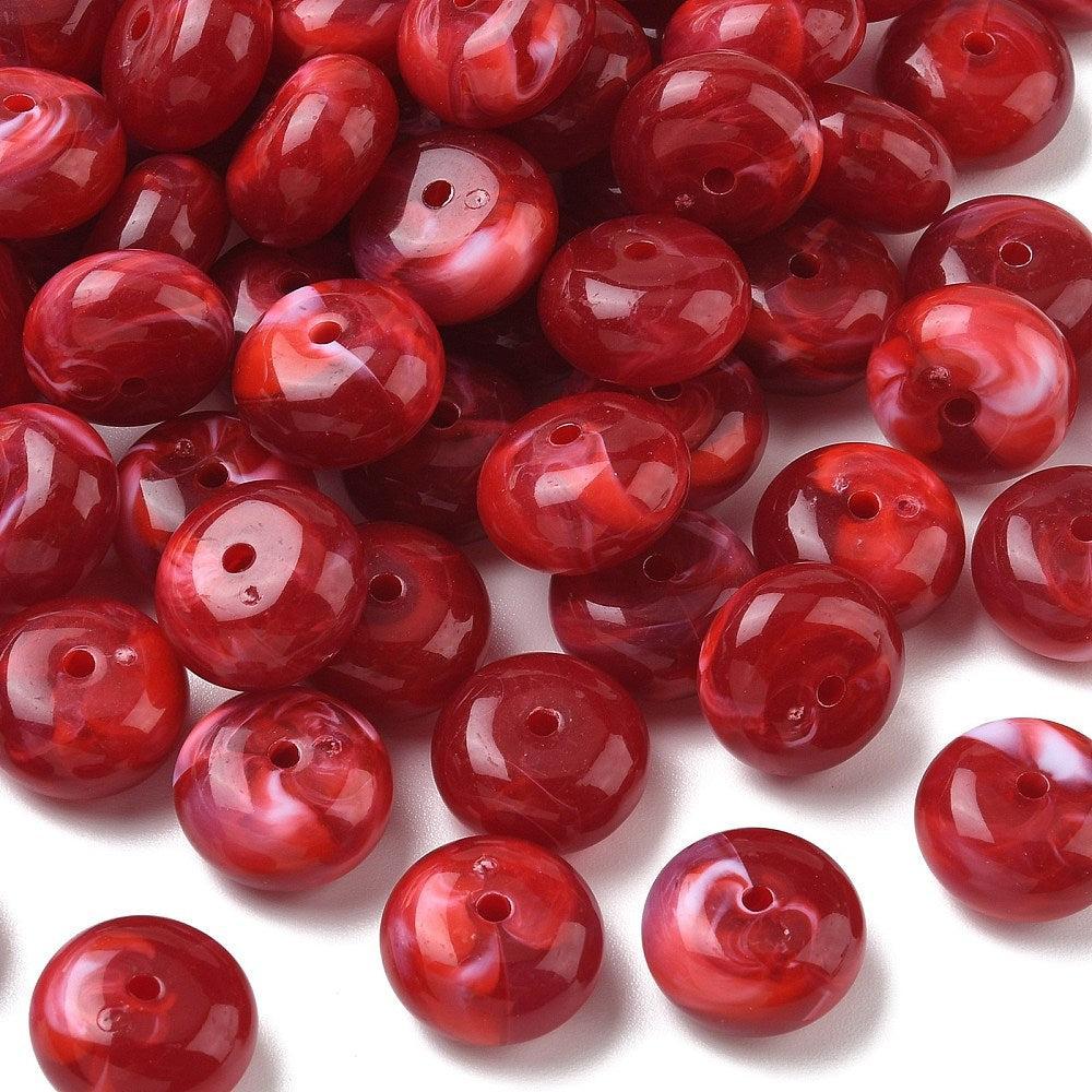 Acryl Kraal Edelsteen Look Rondel Rood 20x11mm - per stuk-Kralen-Kraaltjes van Renate