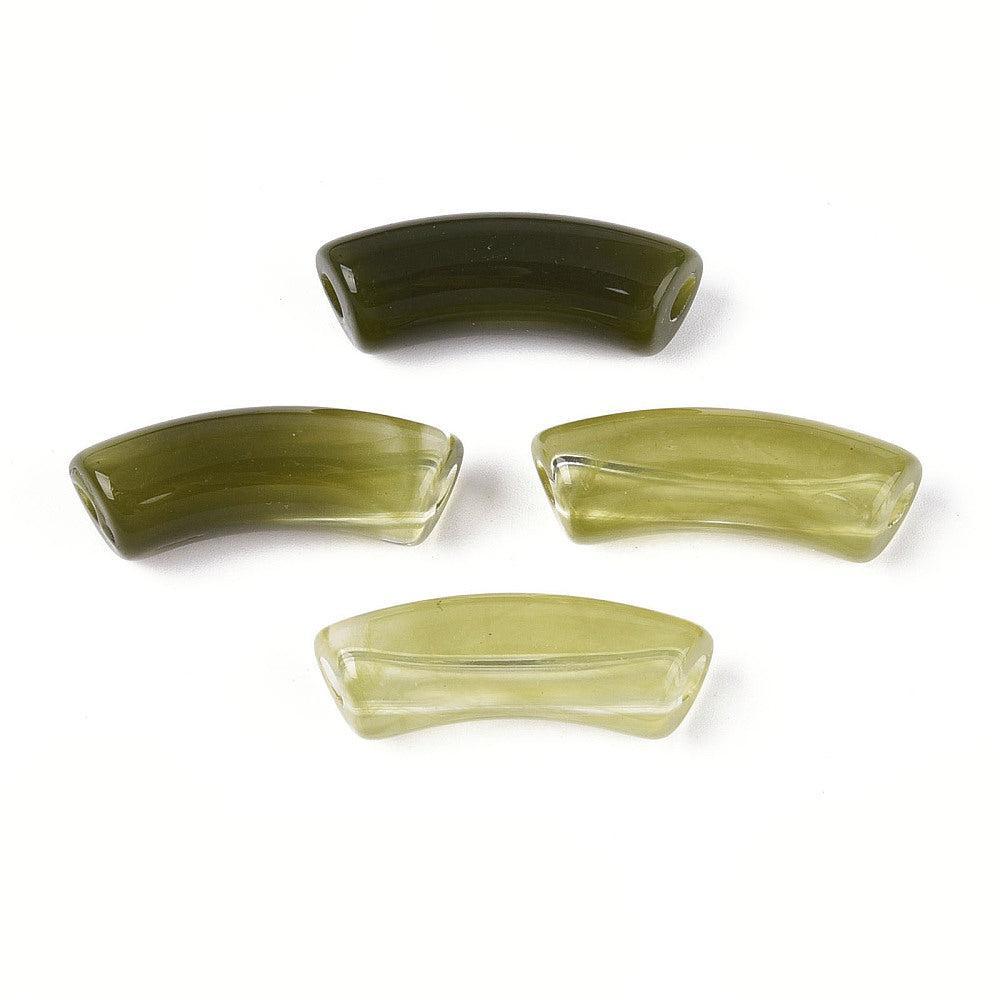 Acryl Kraal Edelsteen Look Tube Olijfgroen 36x14mm - per stuk-Kralen-Kraaltjes van Renate