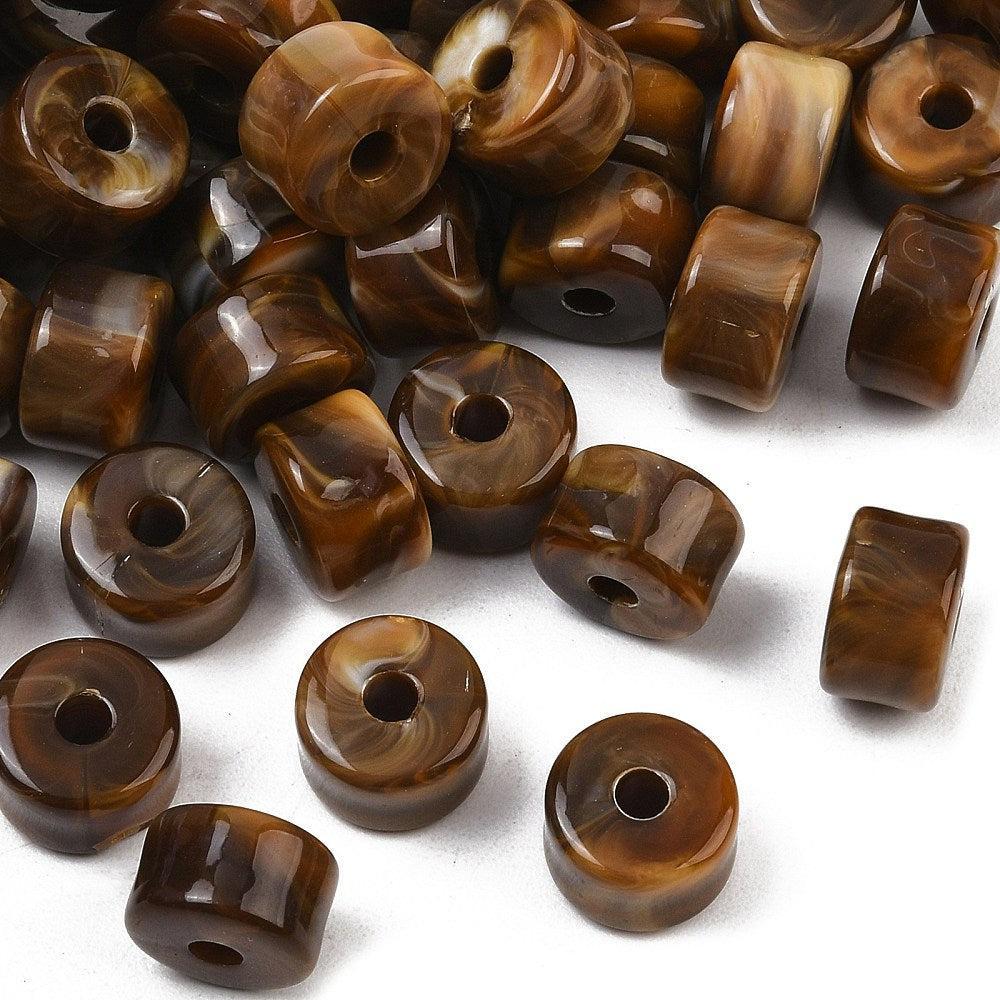 Acryl Kraal Edelsteen Look Tube Roestbruin 12x8mm - per stuk-Kralen-Kraaltjes van Renate