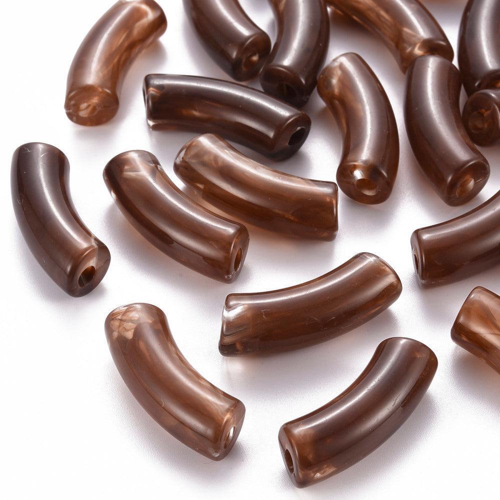 Acryl Kraal Edelsteen Look Tube Roestbruin 36x14mm - per stuk-Kralen-Kraaltjes van Renate