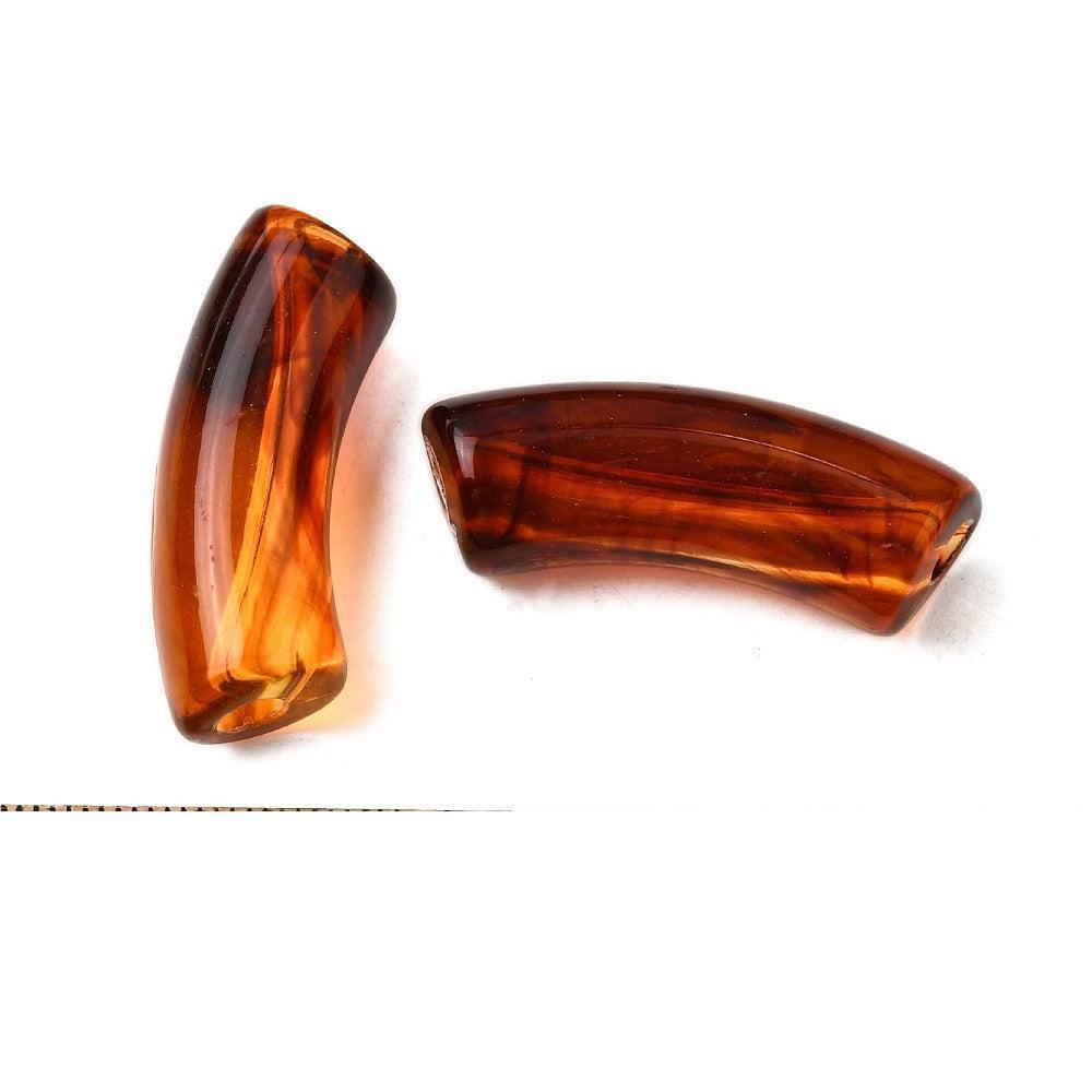 Acryl Kraal Edelsteen Look Tube Transparant Karamel 35x14mm - per stuk-Kralen-Kraaltjes van Renate