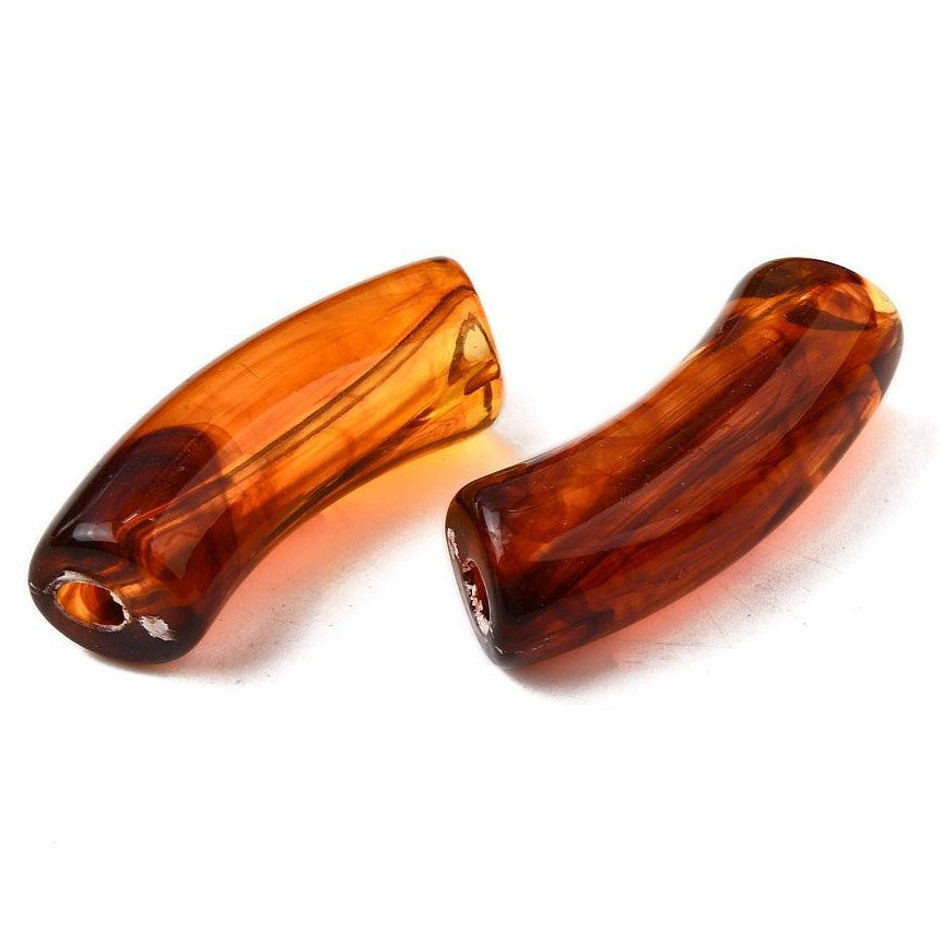 Acryl Kraal Edelsteen Look Tube Transparant Karamel 35x14mm - per stuk-Kralen-Kraaltjes van Renate
