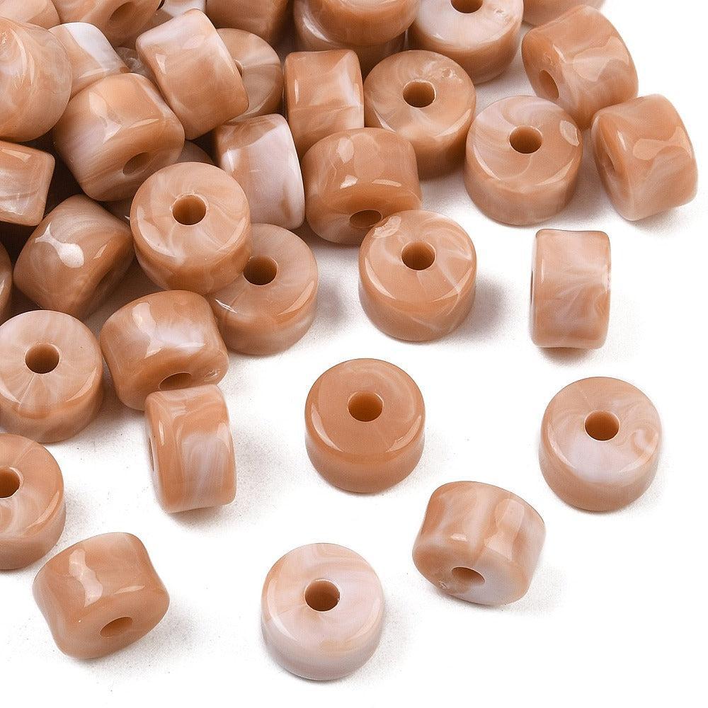 Acryl Kraal Edelsteen Look Tube Zandbruin 12x8mm - per stuk-Kralen-Kraaltjes van Renate