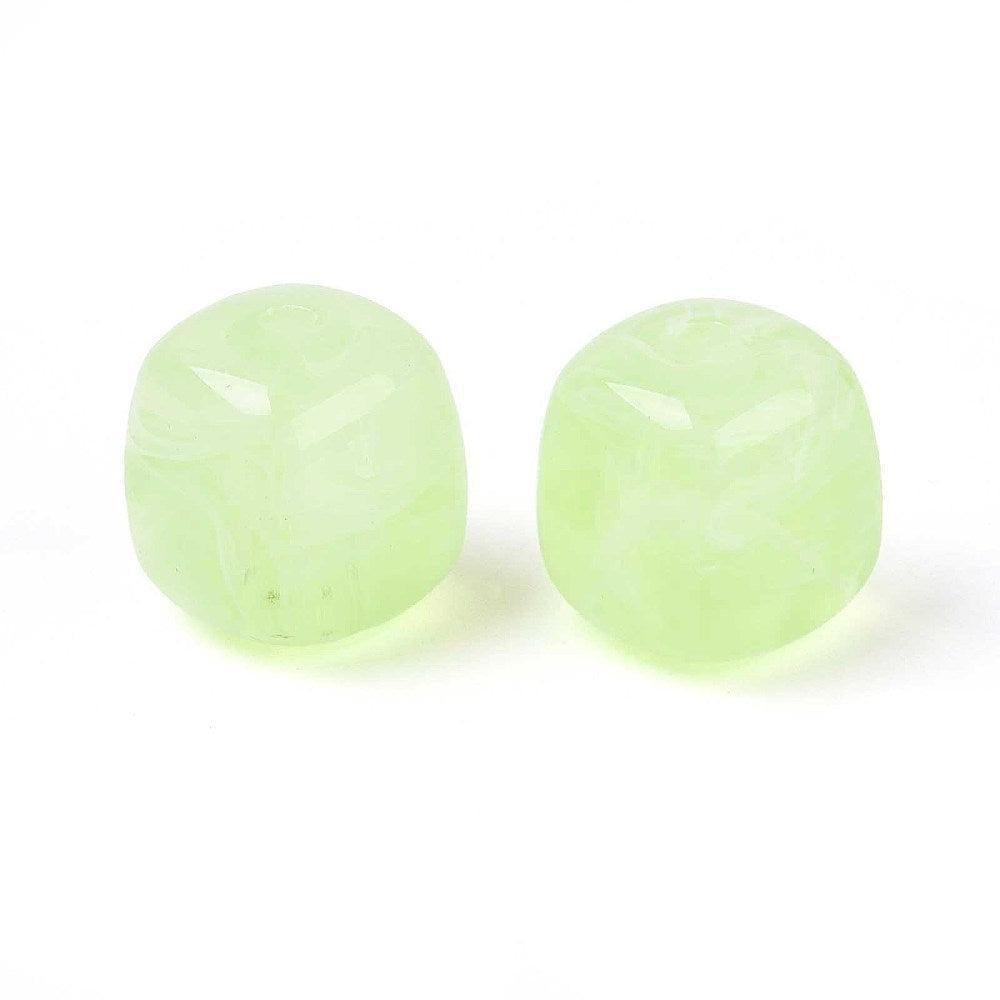 Acryl Kralen Kubus Lichtgroen 17mm - per stuk-Kralen-Kraaltjes van Renate