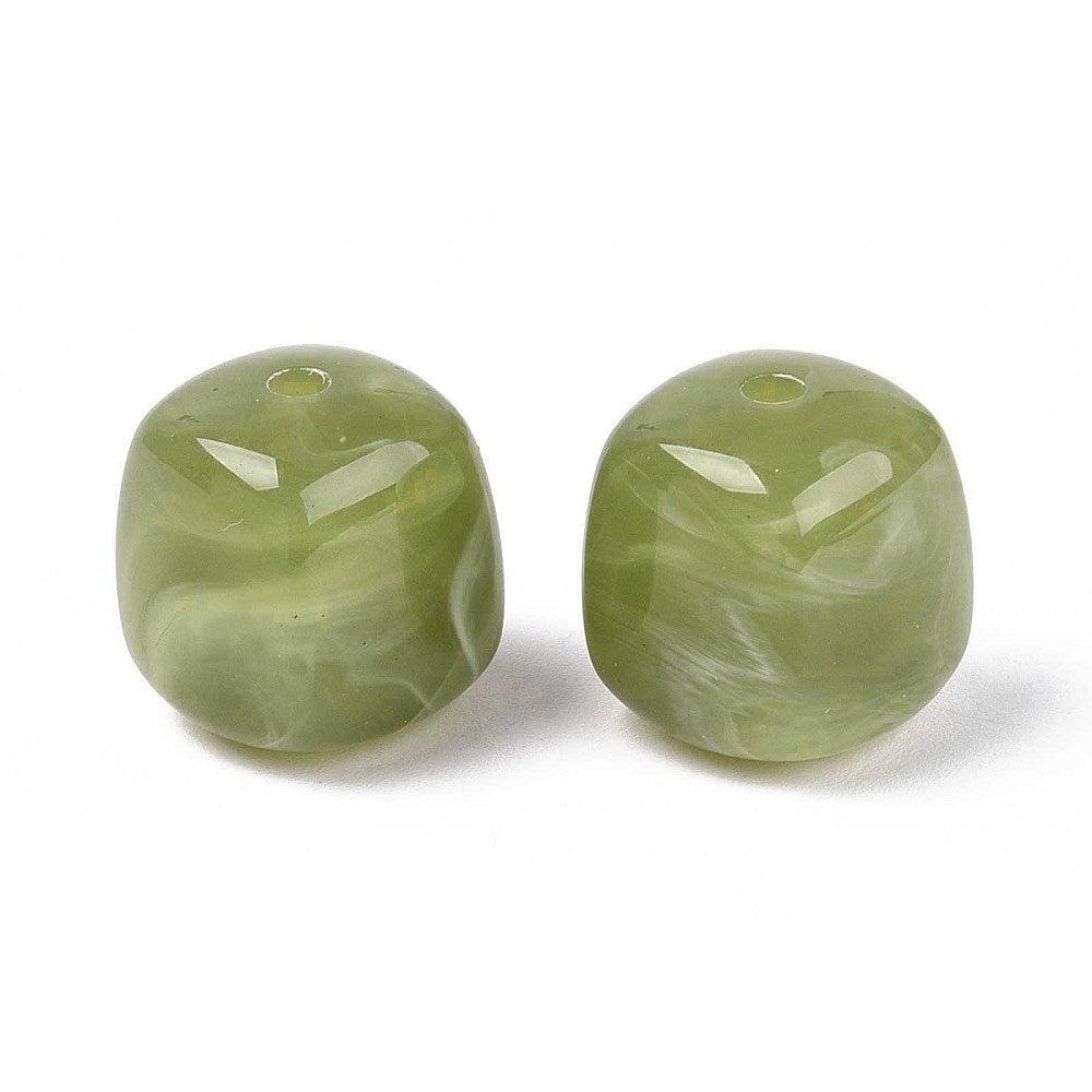Acryl Kralen Kubus Olijfgroen 17mm - per stuk-Kralen-Kraaltjes van Renate