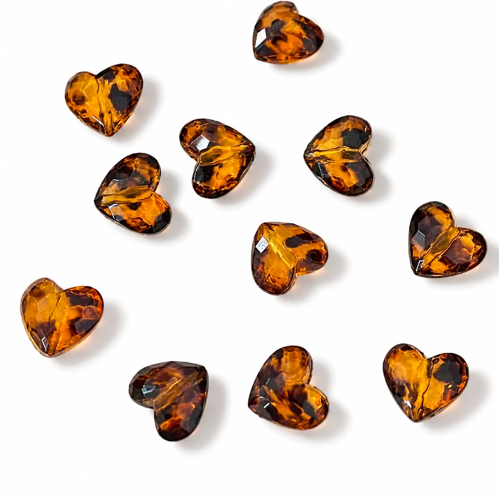 Acryl Kraal Luipaardprint Facet Hart Karamel 19mm - per stuk-Kralen-Kraaltjes van Renate