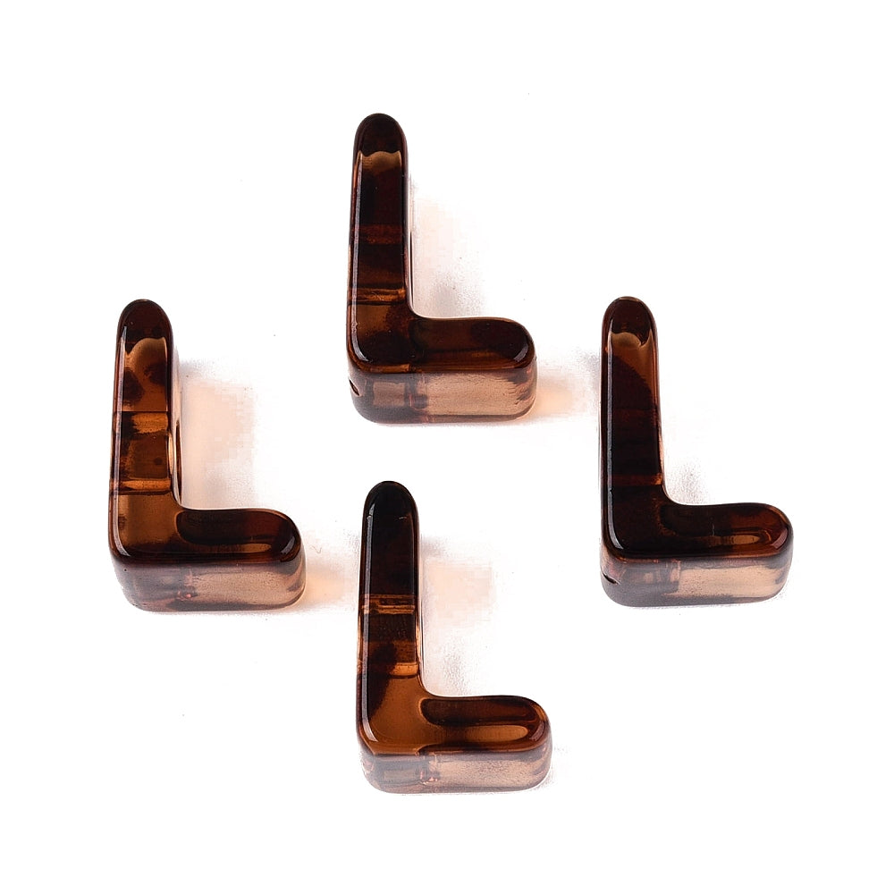 Acryl Kraal Luipaardprint Groot Gat Letter L Bruin 22mm - per stuk-Kralen-Kraaltjes van Renate