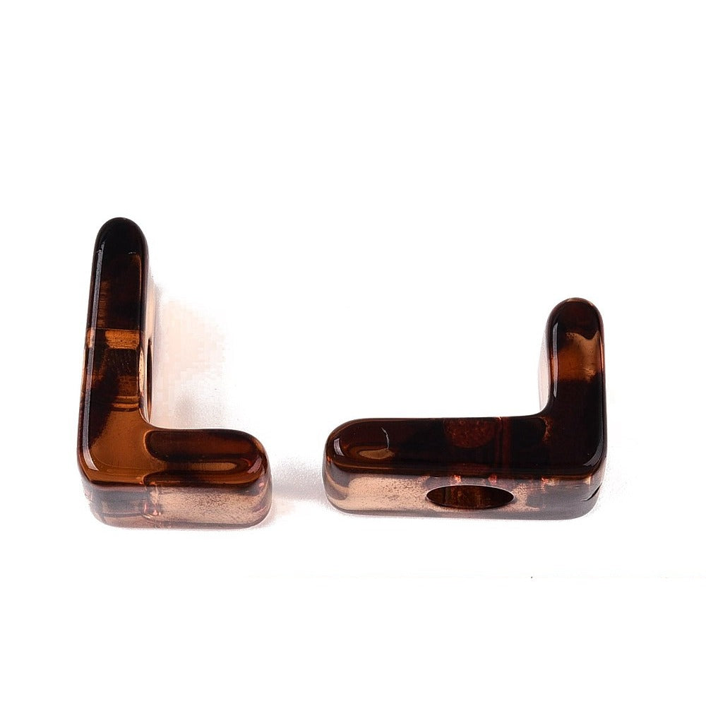 Acryl Kraal Luipaardprint Groot Gat Letter L Bruin 22mm - per stuk-Kralen-Kraaltjes van Renate