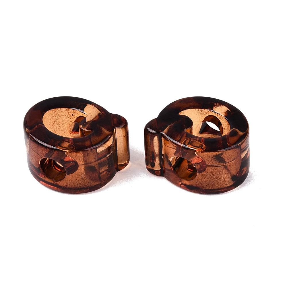 Acryl Kraal Luipaardprint Groot Gat Letter Q Bruin 22mm - per stuk-Kralen-Kraaltjes van Renate