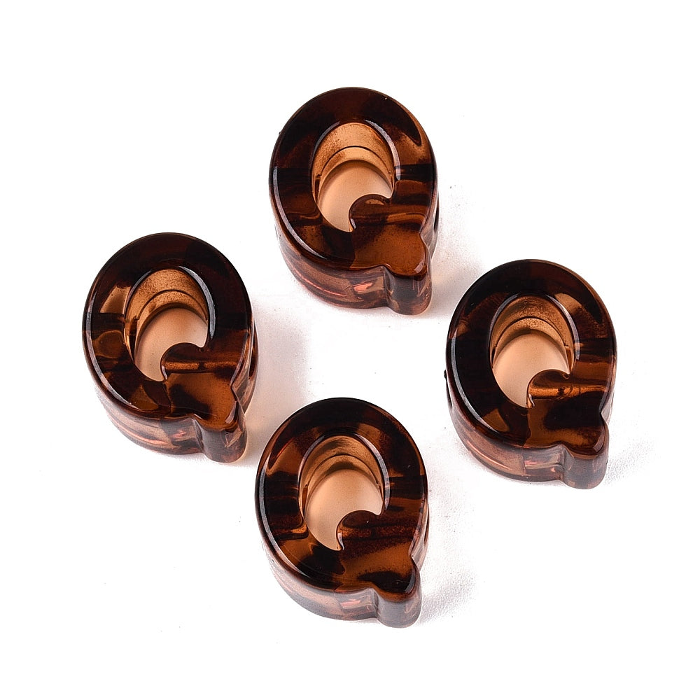 Acryl Kraal Luipaardprint Groot Gat Letter Q Bruin 22mm - per stuk-Kralen-Kraaltjes van Renate