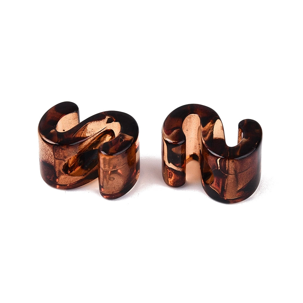 Acryl Kraal Luipaardprint Groot Gat Letter S Bruin 22mm - per stuk-Kralen-Kraaltjes van Renate
