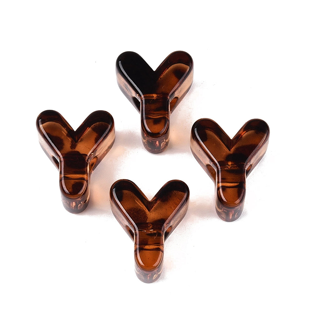 Acryl Kraal Luipaardprint Groot Gat Letter Y Bruin 22mm - per stuk-Kralen-Kraaltjes van Renate