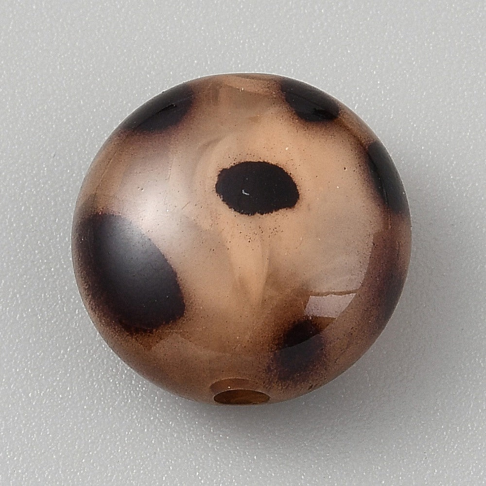 Acryl Kraal Luipaardprint Munt Karamel 17mm - per stuk-Kralen-Kraaltjes van Renate