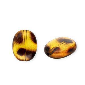 Acryl Kraal Luipaardprint Ovaal Transparant Amberbruin 19mm - per stuk-Kralen-Kraaltjes van Renate