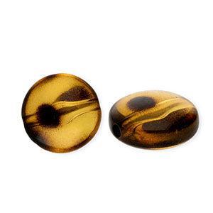 Acryl Kraal Luipaardprint Rondel Transparant Amberbruin 16.5x9.5mm - per stuk-Kralen-Kraaltjes van Renate