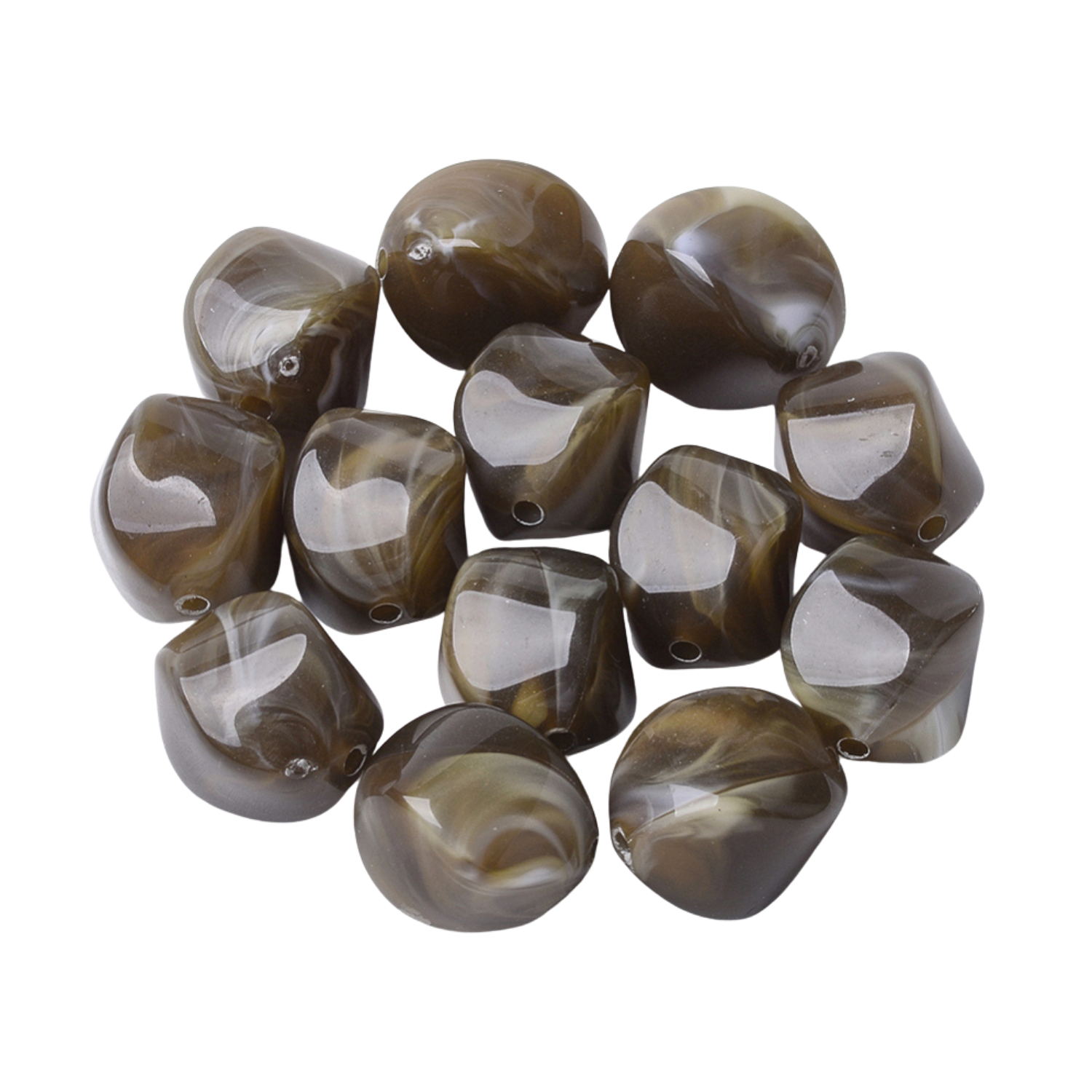 Acryl Kraal Marmer Bruin 15mm - per stuk-Kralen-Kraaltjes van Renate
