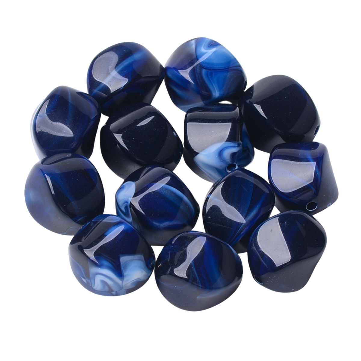 Acryl Kraal Marmer Donker Blauw 15mm - per stuk-Kralen-Kraaltjes van Renate