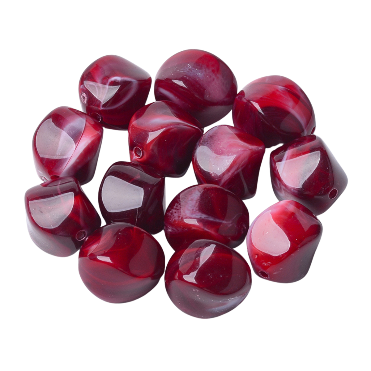 Acryl Kraal Marmer Donker Rood 15mm - per stuk-Kralen-Kraaltjes van Renate