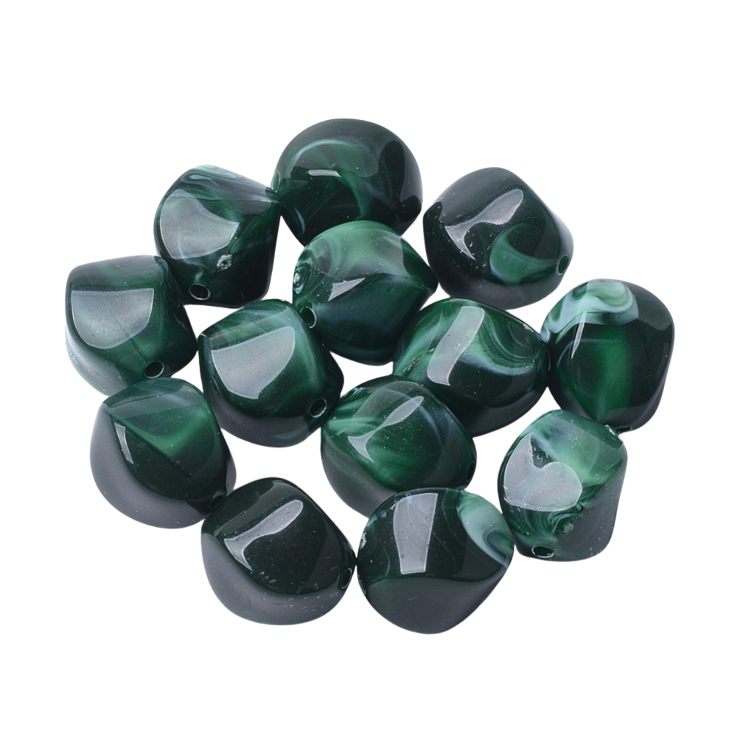 Acryl Kraal Marmer Groen 15mm - per stuk-Kralen-Kraaltjes van Renate