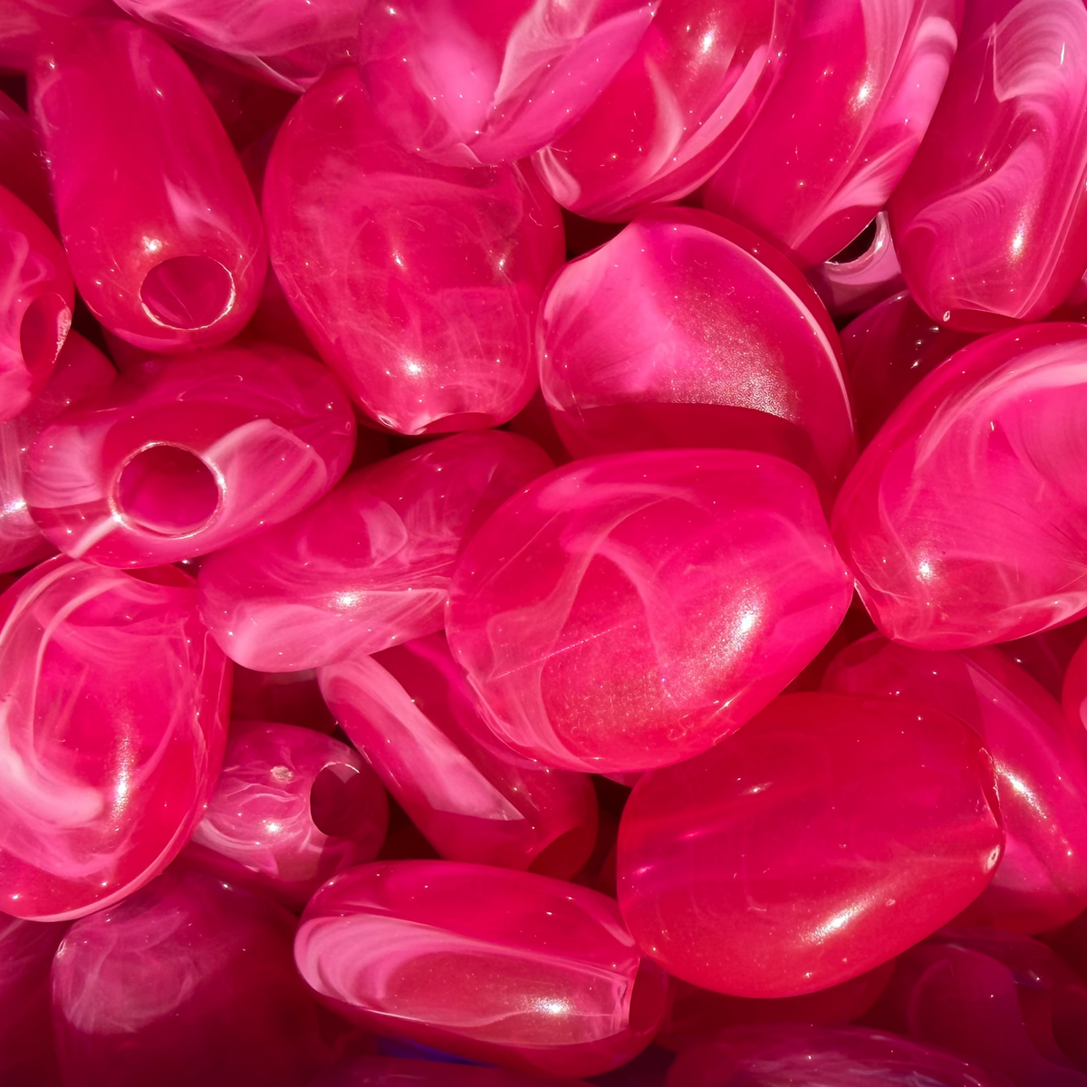 Acryl Kraal Marmer Nugget Groot Gat Fel Roze 23mm - per stuk-Kralen-Kraaltjes van Renate