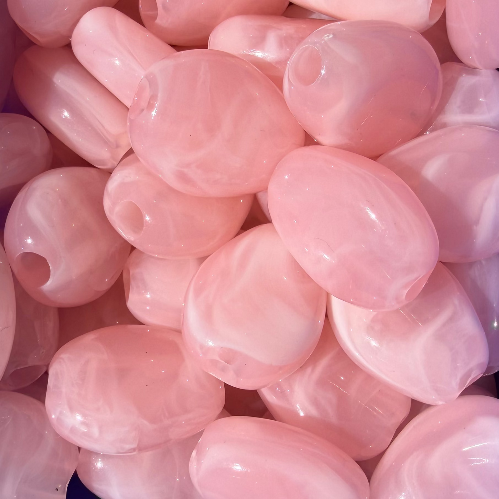 Acryl Kraal Marmer Nugget Groot Gat Parel Roze 23mm - per stuk-Kralen-Kraaltjes van Renate