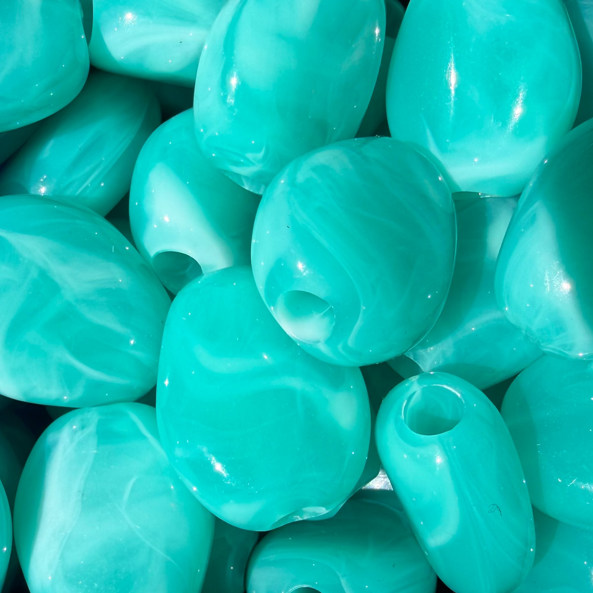 Acryl Kraal Marmer Nugget Groot Gat Turquoise 23mm - per stuk-Kralen-Kraaltjes van Renate