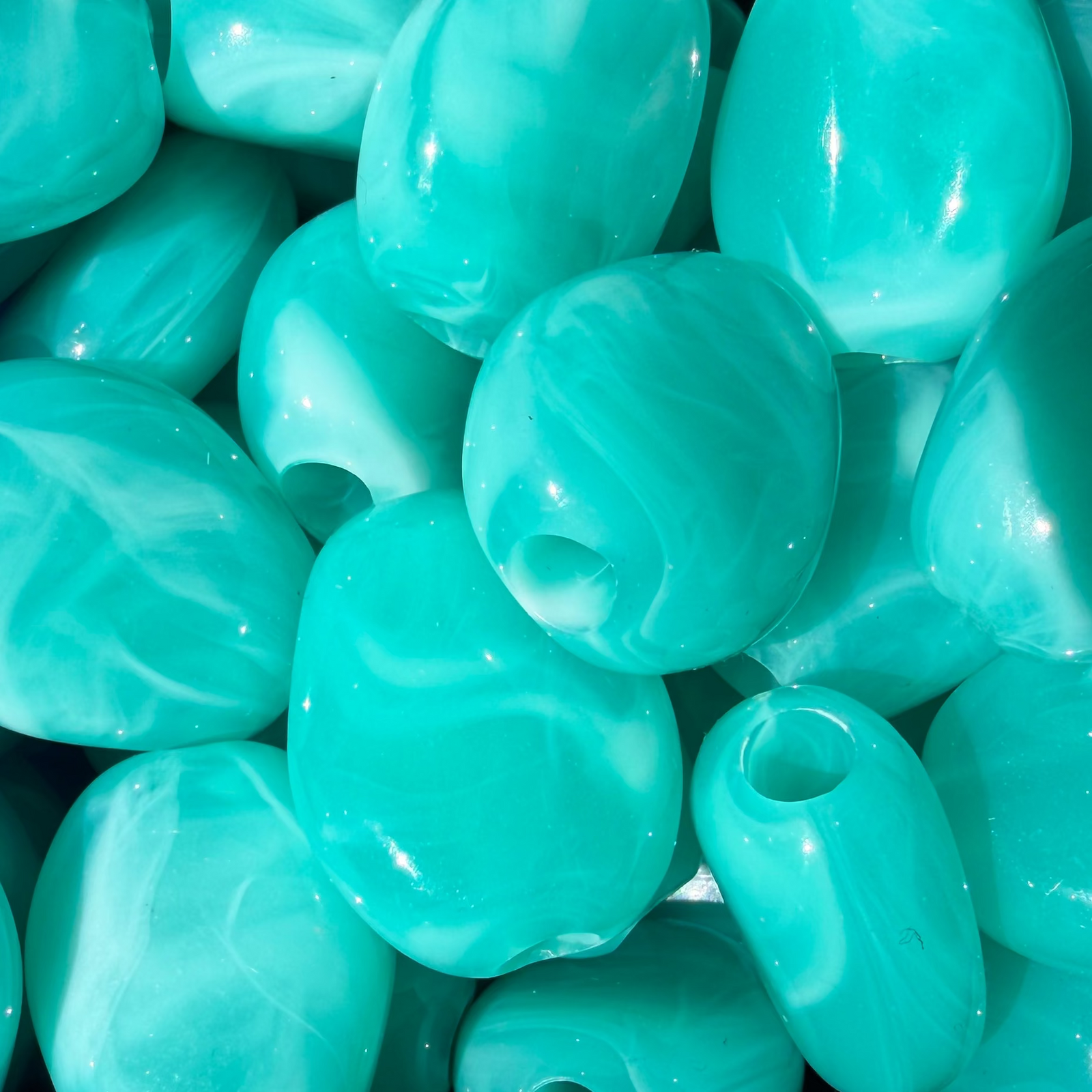 Acryl Kraal Marmer Nugget Groot Gat Turquoise 23mm - per stuk-Kralen-Kraaltjes van Renate