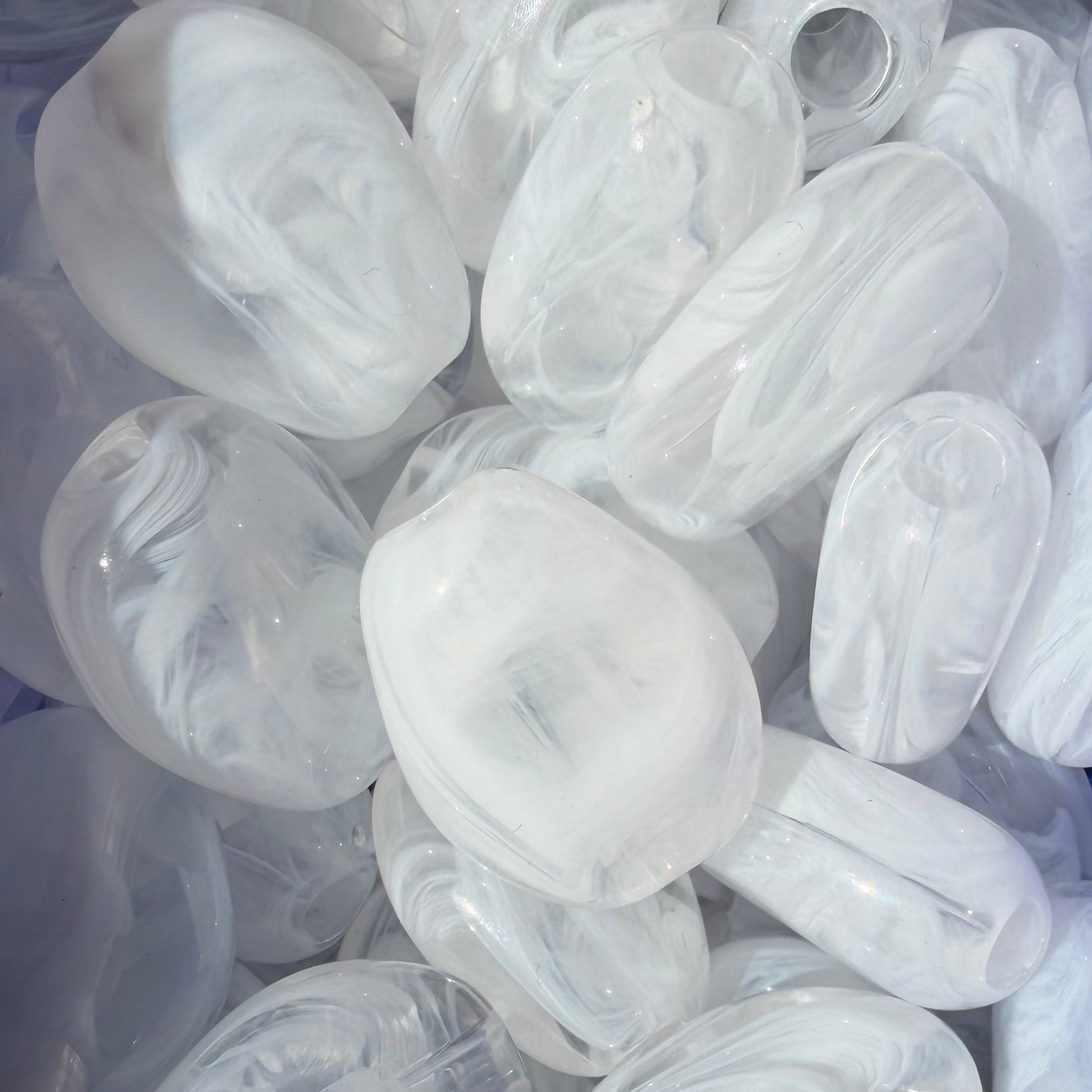 Acryl Kraal Marmer Nugget Groot Gat Wit 23mm - per stuk-Kralen-Kraaltjes van Renate