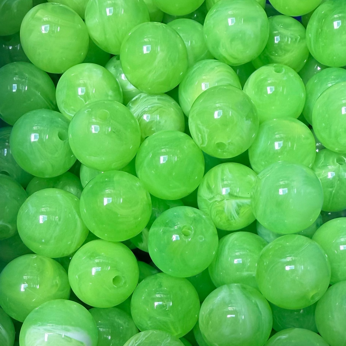 Acrylkralen marmer Rond Groen 14mm - per stuk-Kralen-Kraaltjes van Renate