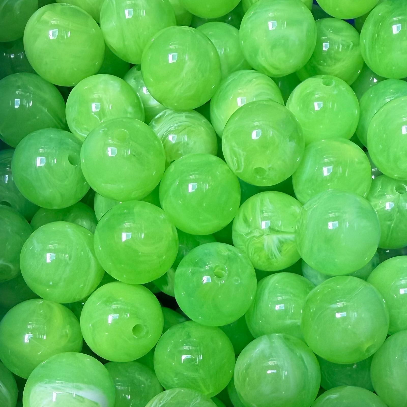 Acrylkralen marmer Rond Groen 14mm - per stuk-Kralen-Kraaltjes van Renate