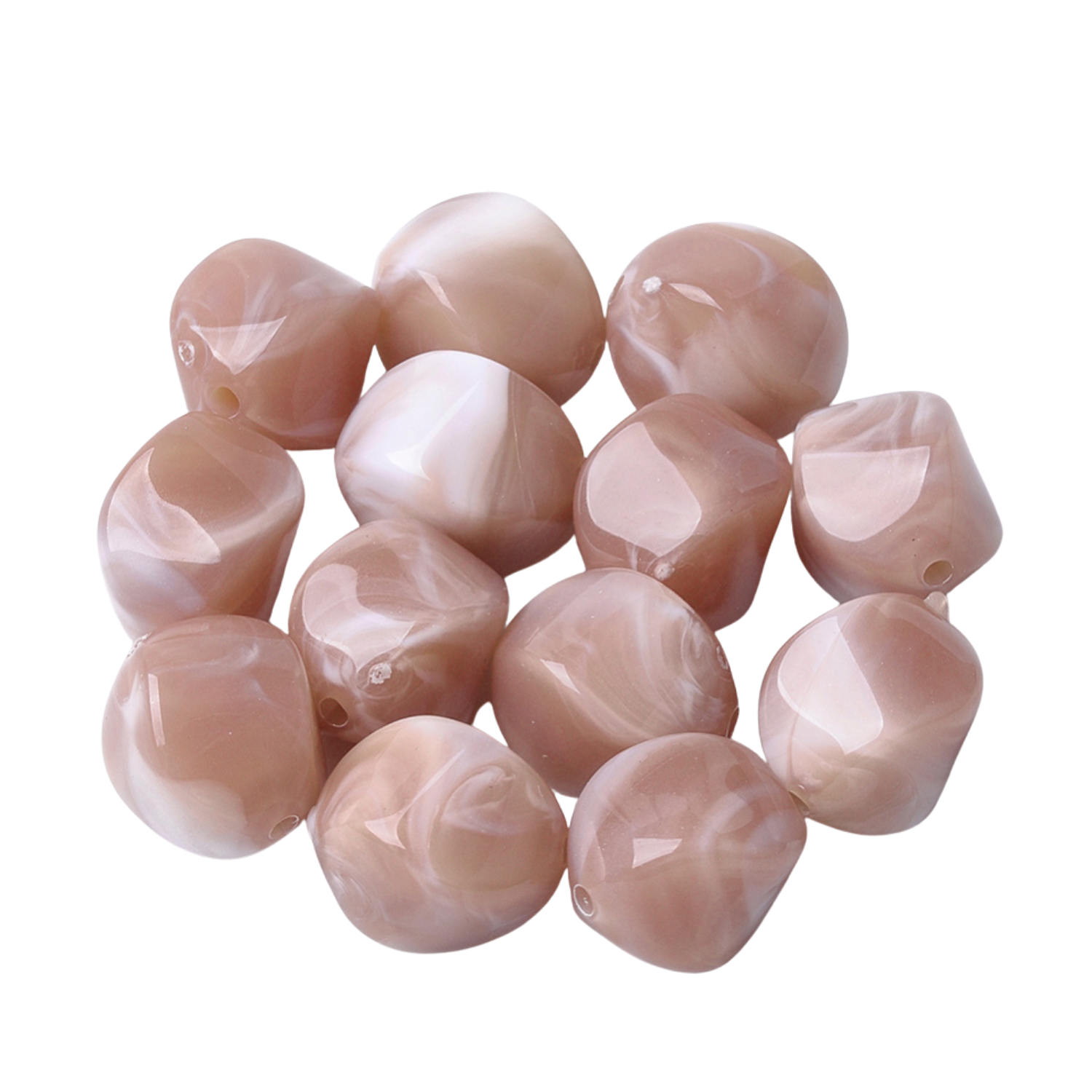 Acryl Kraal Marmer Roze/Bruin 15mm - per stuk-Kralen-Kraaltjes van Renate