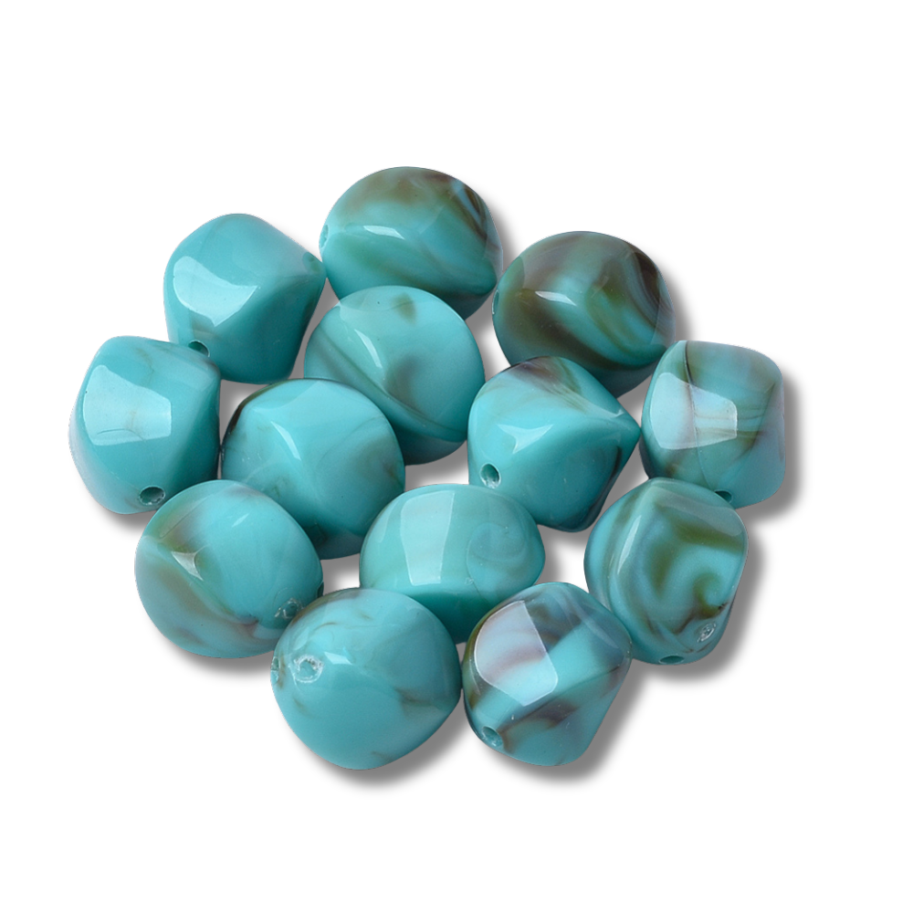Acryl Kraal Marmer Turquoise 15mm - per stuk-Kralen-Kraaltjes van Renate