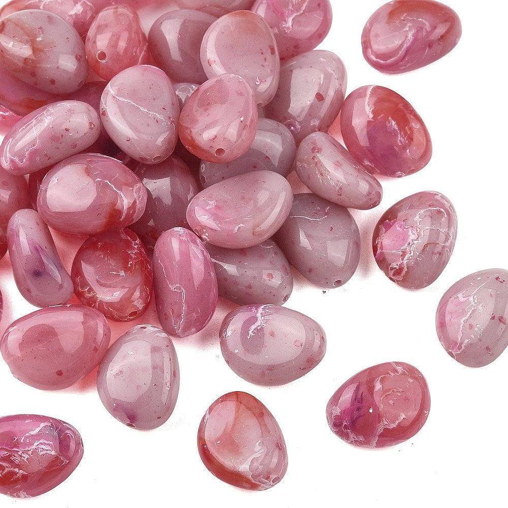 Acryl Kraal Nugget Felroze 18mm - per stuk-Kralen-Kraaltjes van Renate