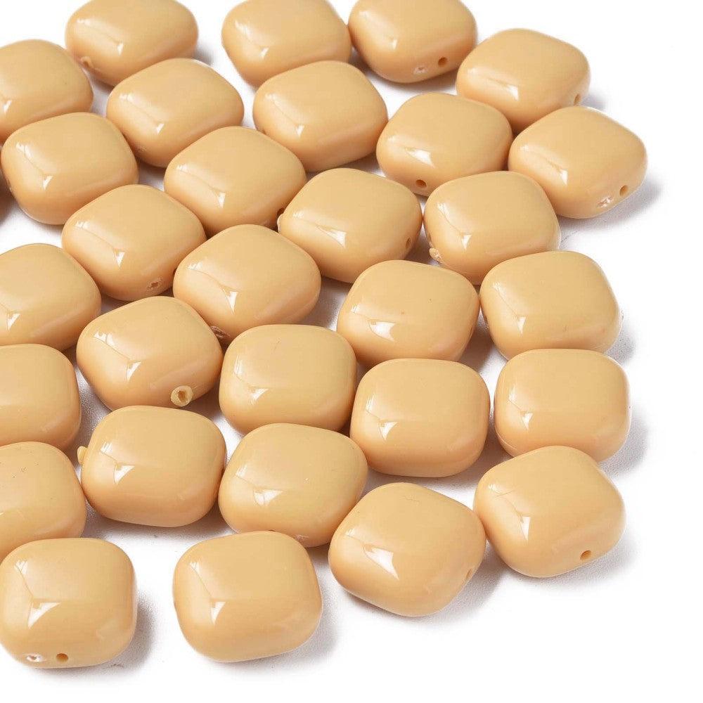 Acryl Kraal vierkant Beige 15mm - per stuk-Kralen-Kraaltjes van Renate