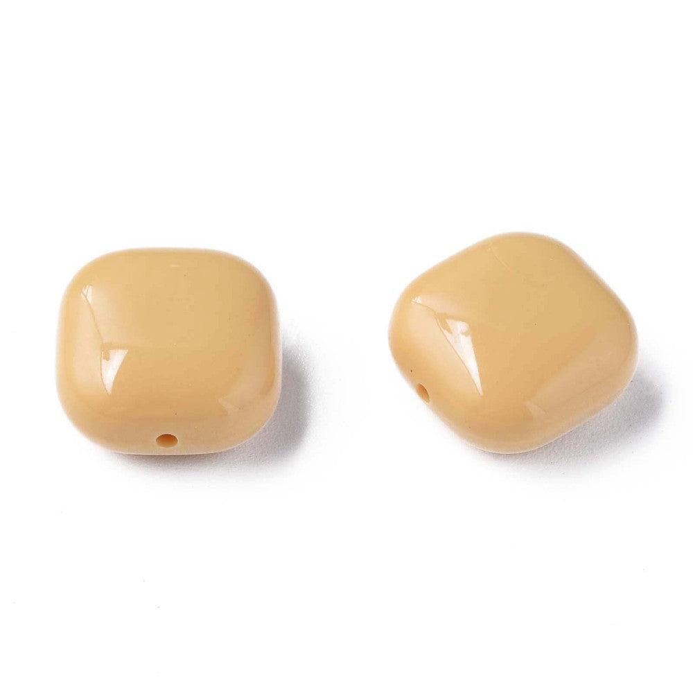 Acryl Kraal vierkant Beige 15mm - per stuk-Kralen-Kraaltjes van Renate