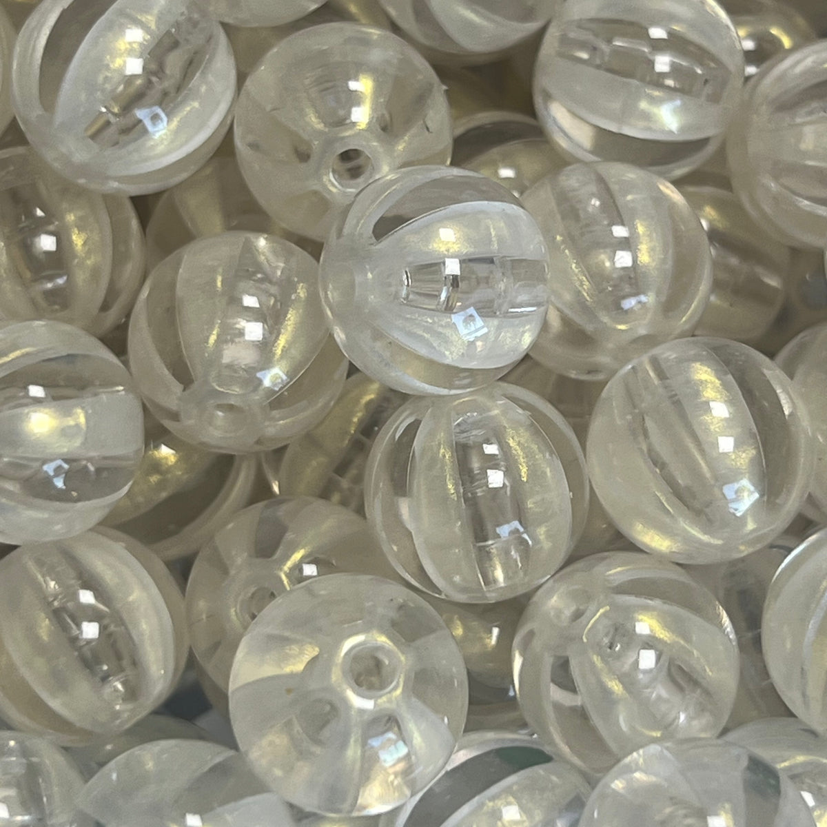 Acryl Kraal Watermeloen Streep Rond Clear 16mm - per stuk-Kralen-Kraaltjes van Renate