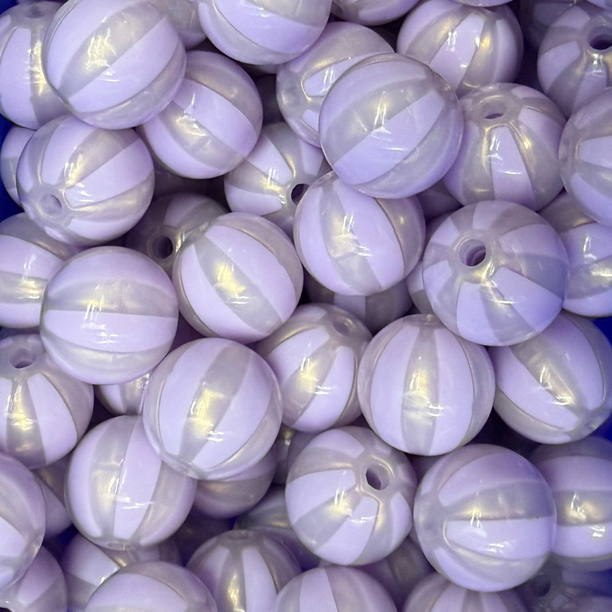 Acryl Kraal Watermeloen Streep Rond Paars 16mm - per stuk-Kralen-Kraaltjes van Renate