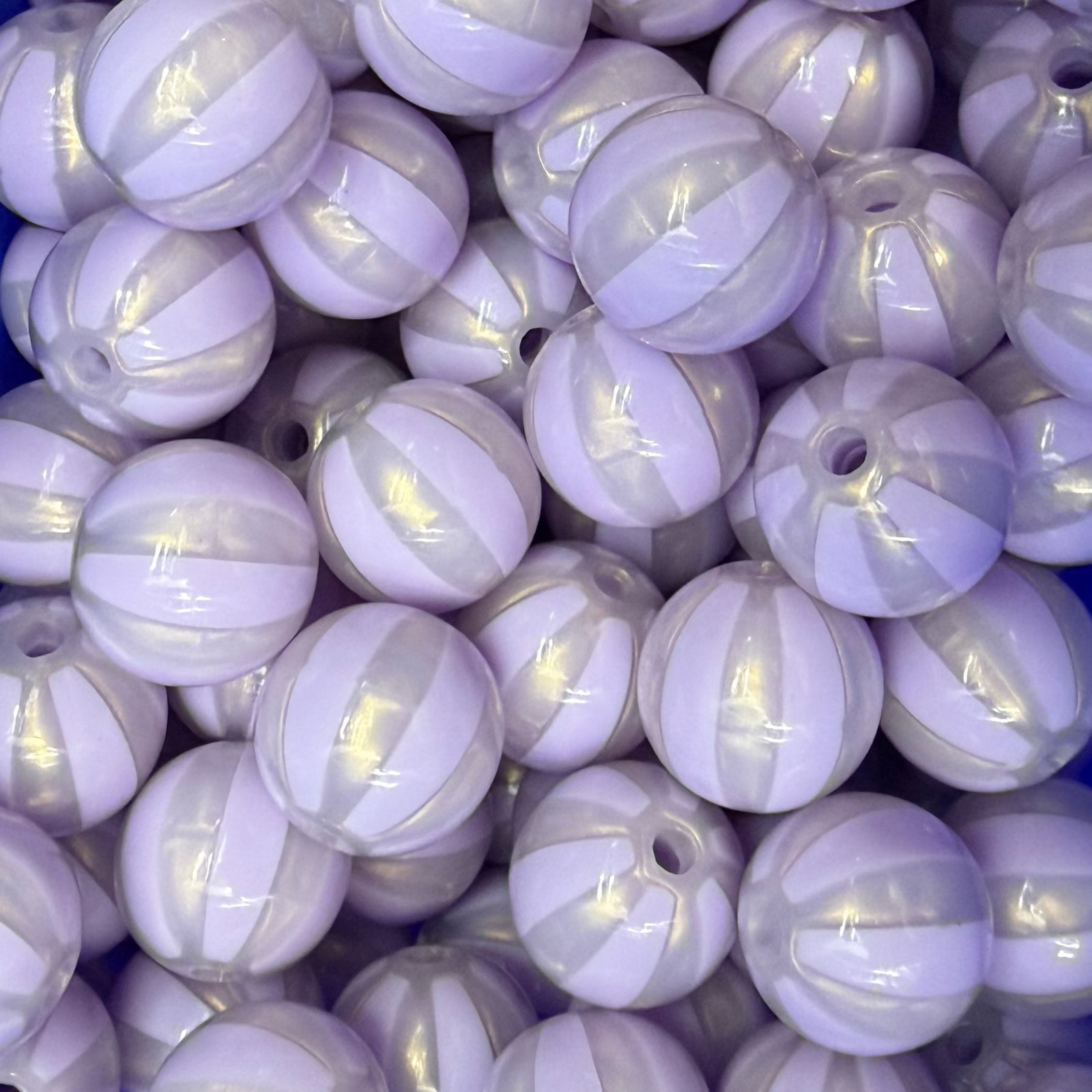 Acryl Kraal Watermeloen Streep Rond Paars 16mm - per stuk-Kralen-Kraaltjes van Renate