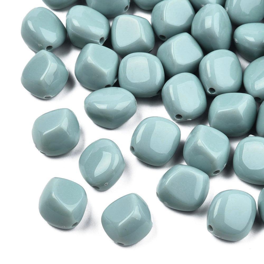 Acryl Kraal nugget cadet blue 15,5mm - per stuk-Kralen-Kraaltjes van Renate