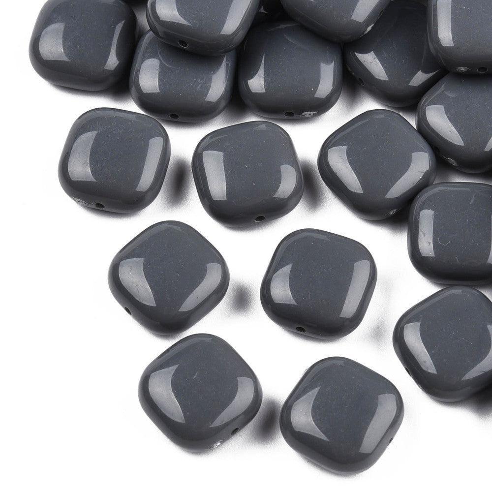Acryl Kraal vierkant Donkergrijs 15mm - per stuk-Kralen-Kraaltjes van Renate