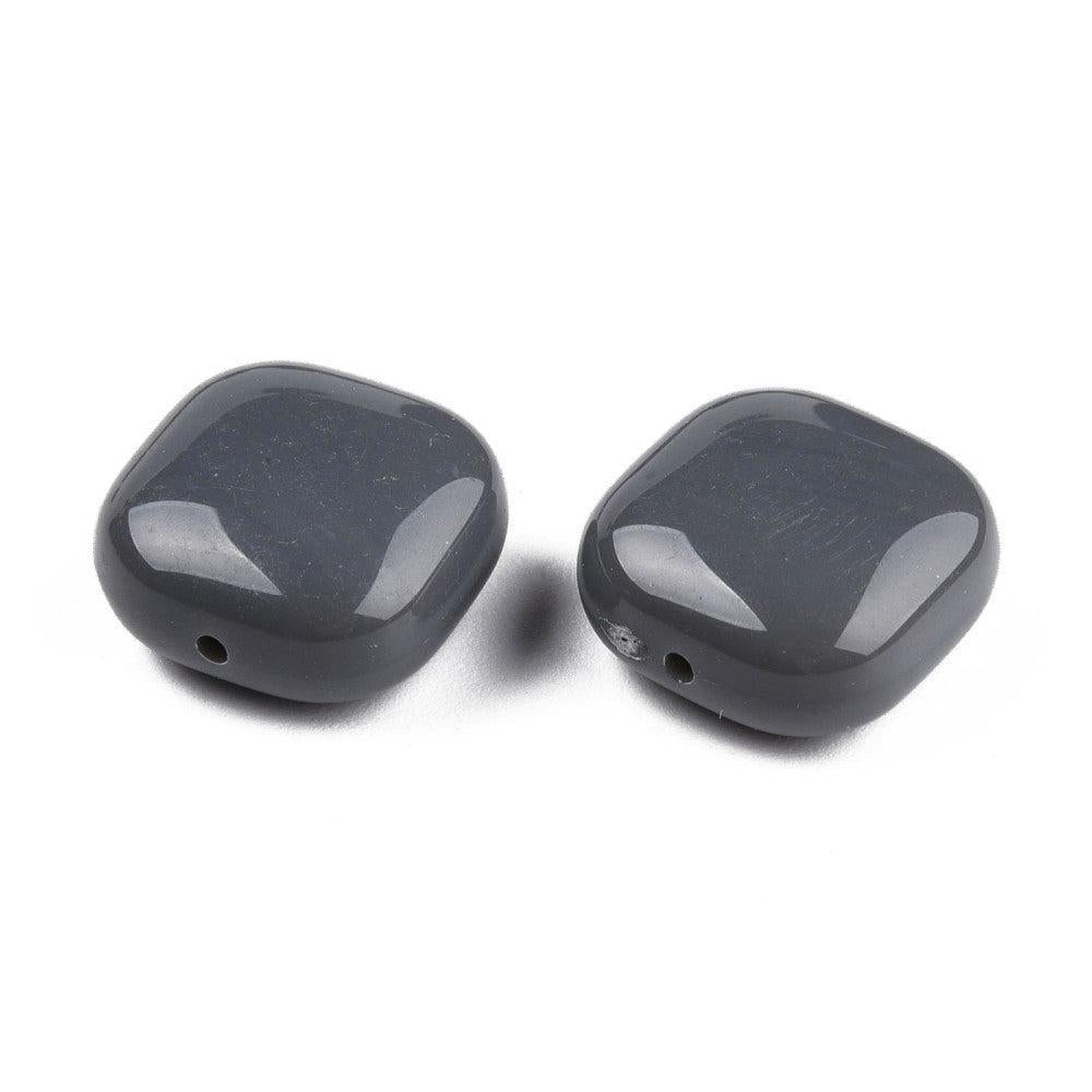 Acryl Kraal vierkant Donkergrijs 15mm - per stuk-Kralen-Kraaltjes van Renate