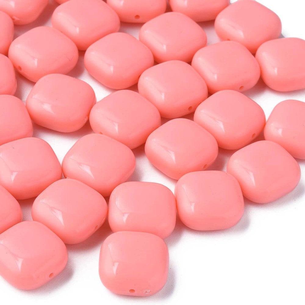Acryl Kraal vierkant Koraal Roze 15mm - per stuk-Kralen-Kraaltjes van Renate