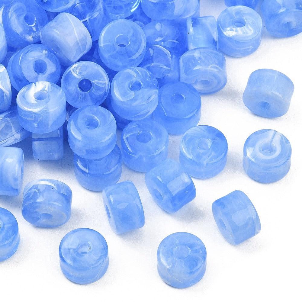 Acryl Kralen Edelsteen Look Buis Blauw 12mm - per stuk-Kralen-Kraaltjes van Renate